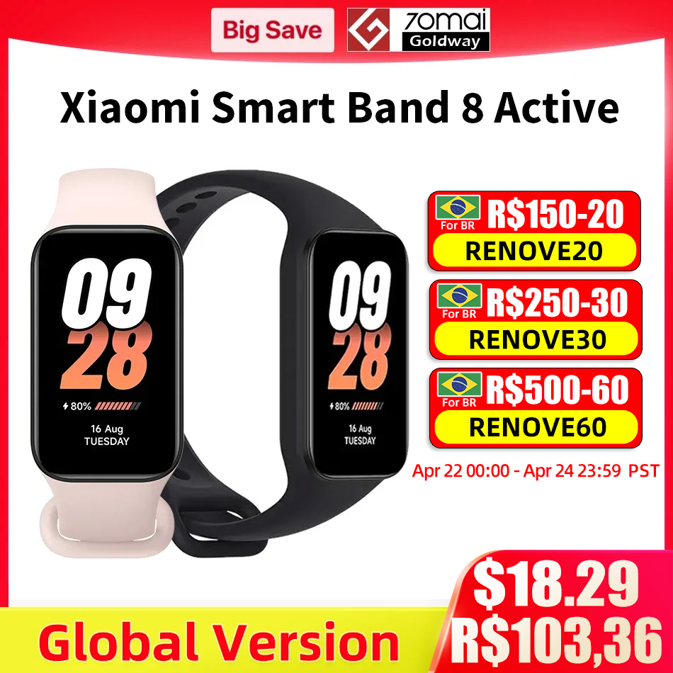 Xiaomi Mi Band 8 Active Global Version Smart Bracelet 8 Color LCD Display 50+ Sport Blood Oxygen Monitor Wristband VS Mi band 2