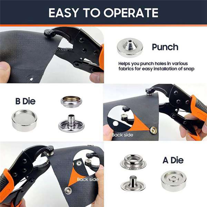 Heavy Duty Snap Fastener Tool,Snap Setter Tool Kit with 30 Sets, for Boat Cover, Snap Button with Portable Bag Durable Black. 