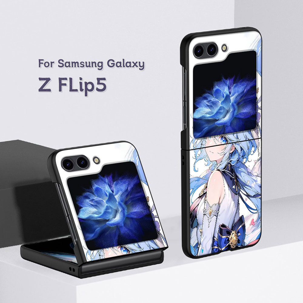 Cute Furina Genshin Impact Case for Samsung Galaxy Z Flip5 Black Hard PC Cover Z Flip 5 Folding Cell Phone Shell Zflip5 Shell. 