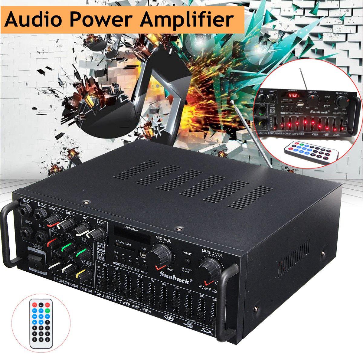 Sunbuck AV-MP326BT 2000W bluetooth Stereo Amplifier HIFI Tuner Remote Control USB SD Mic Input UK. 