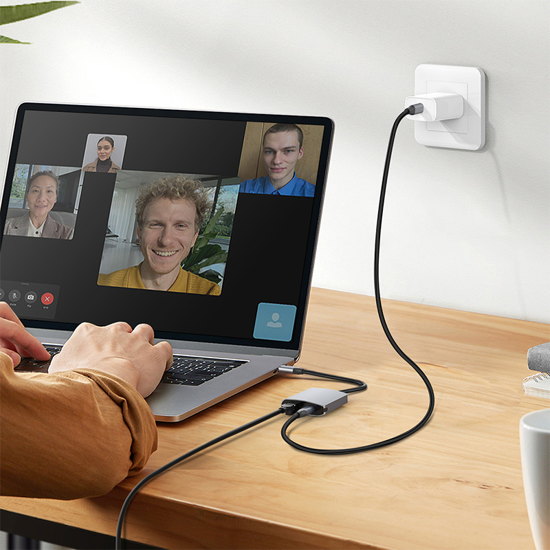 USB-C Gigabit RJ45 Adapter With PD100W Passthrough Power 1000Mbps Ethernet Speeds for ChromeCast With Google TV Wired Ethernet. 