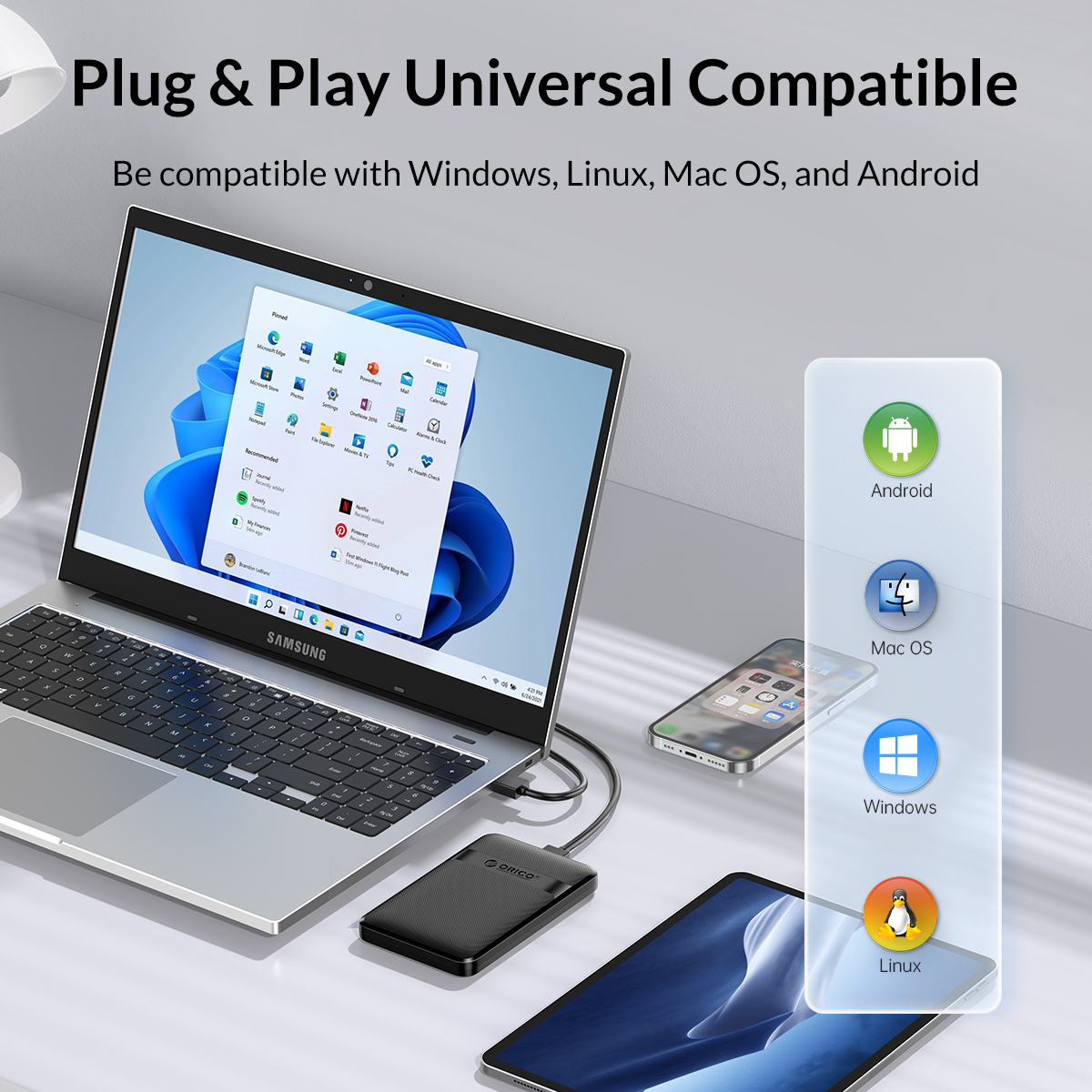 ORICO 2577C3-V1 USB 3.0 to Type-C 2.5 inch HDD Enclosure. 