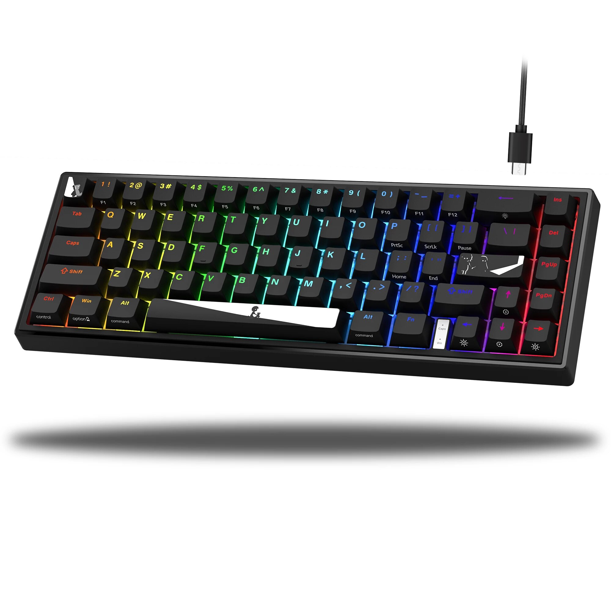 60% Gasket Mechanical Gaming Keyboard With Red Switches, Detachable Type-C Cable Backlit Mini Keyboard for Windows/Mac/PC/Laptop. 