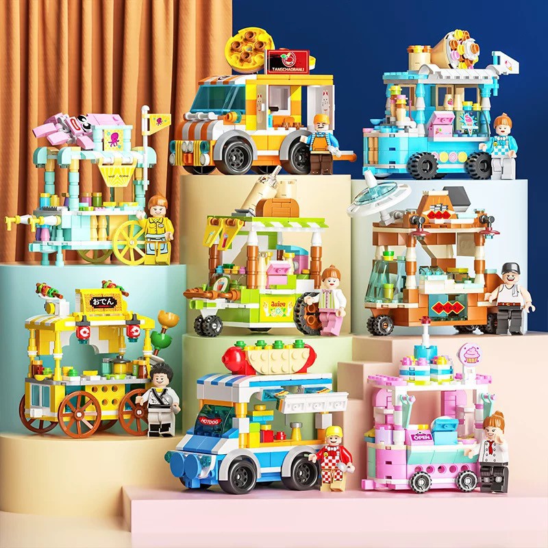 【3C VictoryEagle】208pcs Mini City Street View Building Blocks McDonald's House Model Blocks Compatible with ldren's Toys Style:Dessert car. 