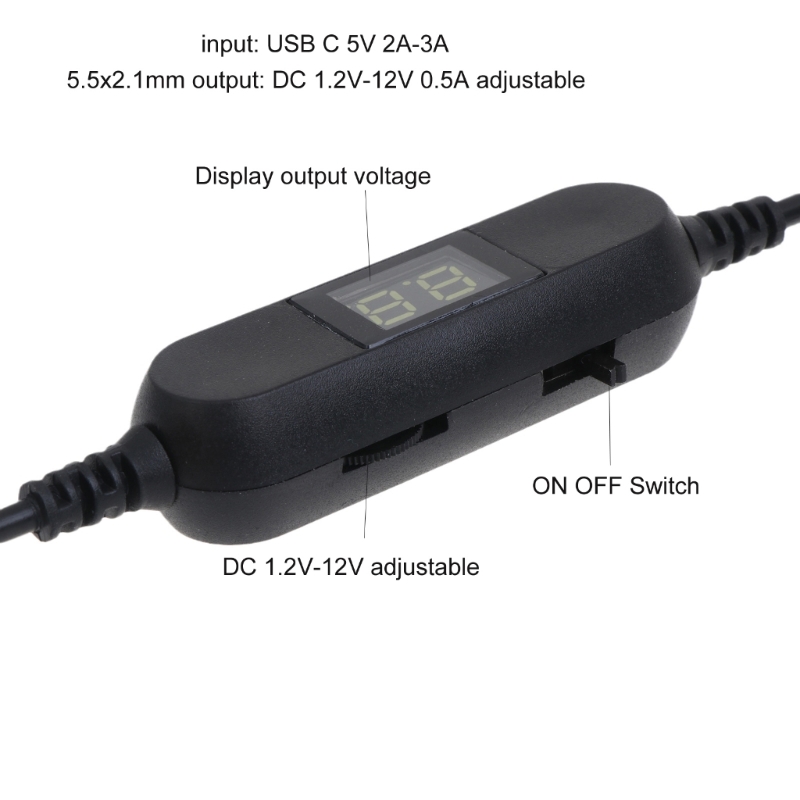 T8WC USB C to 2V 3V 4.5V 6V 9V 12V Power Cable for Radio Light Fan Toy Hygrometer