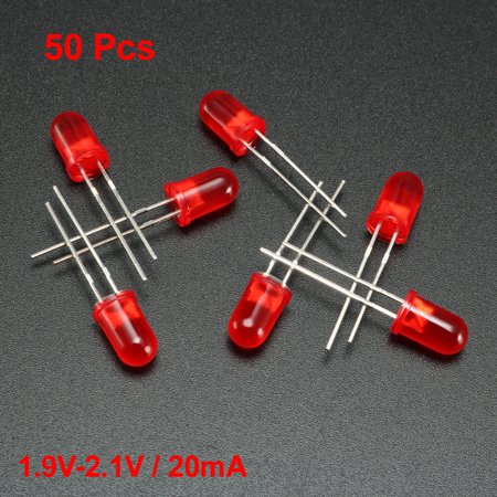 50Pcs- 5mm COLORFUL RED LED 5mm Round LED Light Emitting Diode Basic Red Light Bulbs For Electronics Project Indicator Front Panels LED Light DIY. 