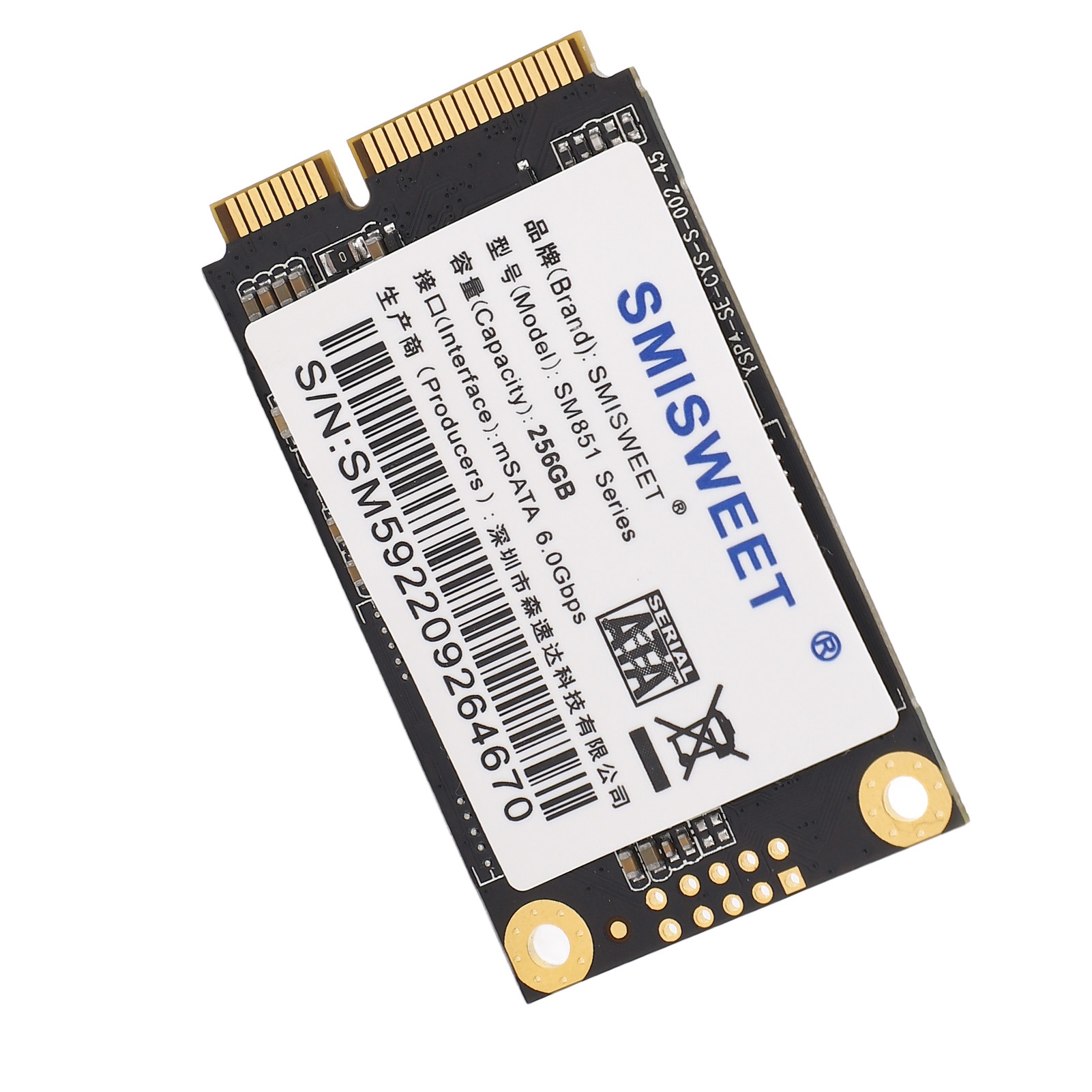 MSATA SSD 500MB/S Read Speed 450MB/S Write Speed High Speed 3D TLC NAND SATA 3.0 SSD M.2 SSD for Desktop Computers Tablets 256GB