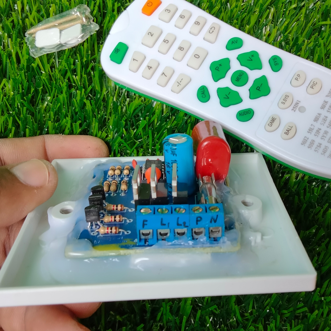 Remote Control Switch Electric light On - Off & fan Speed Controller (2 Light & 1 Fan with 10 Step Speed Control Dimmer Regulator). 