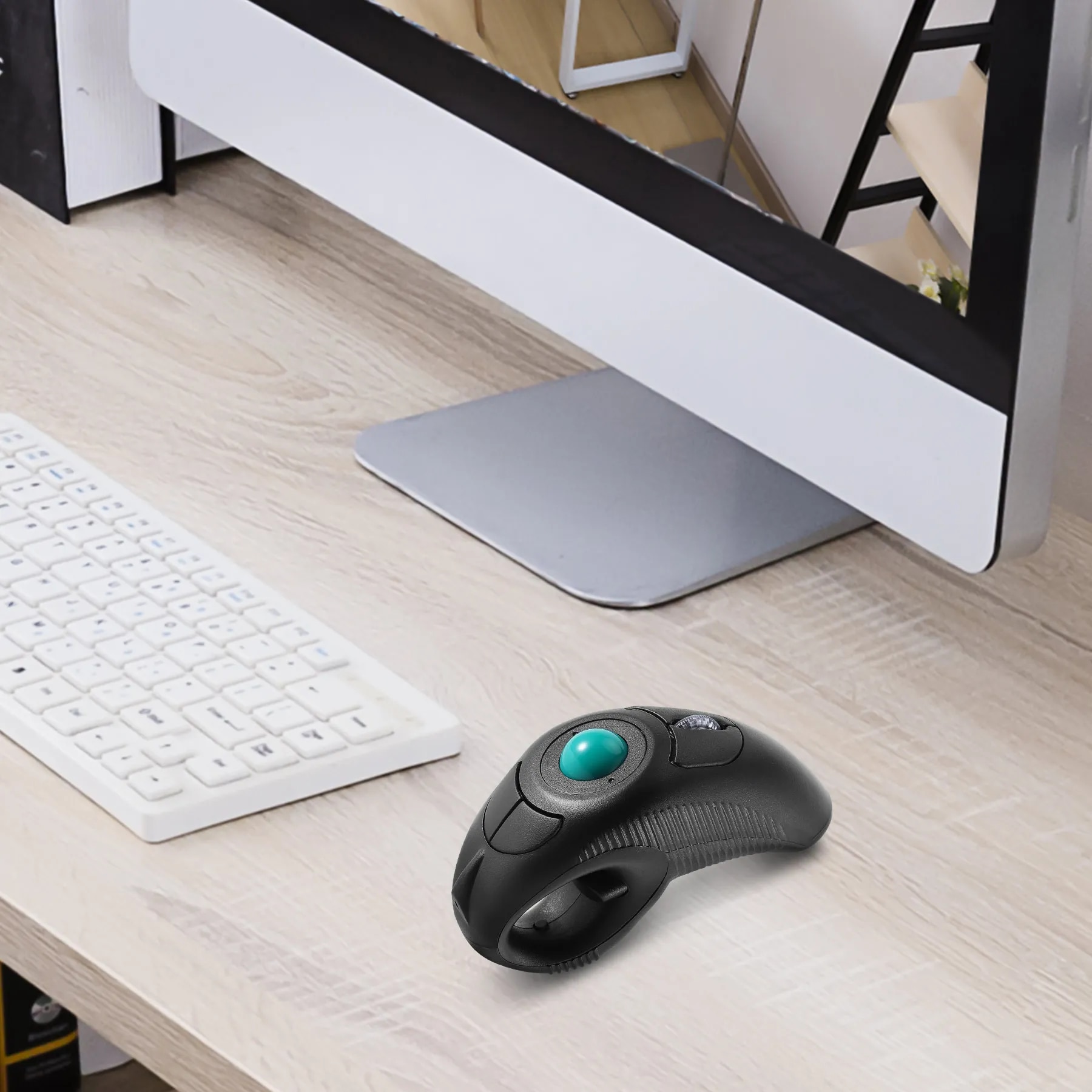 Working 2.4G Wireless Mouse with Pointer Home Meeting Room Ergonomic 1000DPI Track Ball Mice Desktop PC Accessories. 