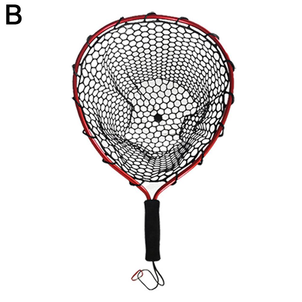 Portable Fishing Net Silicone Fish Landing Net Aluminium Alloy Pole EVA Mesh Study Handle Tools Bracket Net For Fisherman
