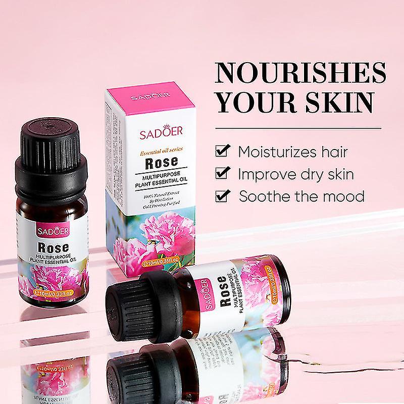 SADOER Rose Multipurpose Plant Essential Oil Moisturizing Skin Rejuvenation Lock Water-10ml. 