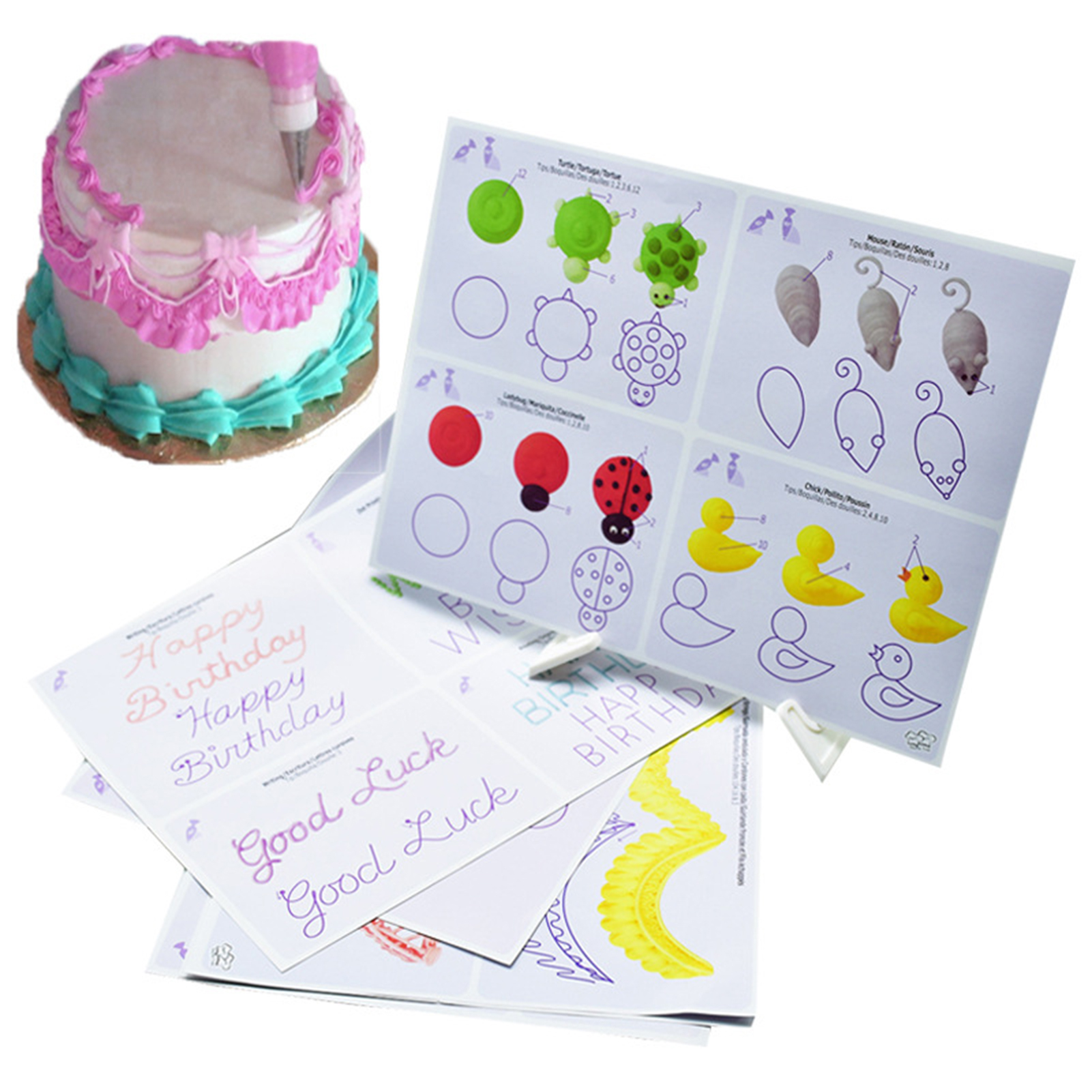 27Pcs/Set Cake Icing Piping DIY Practice Drawing Board Template Paper Cardboard. 