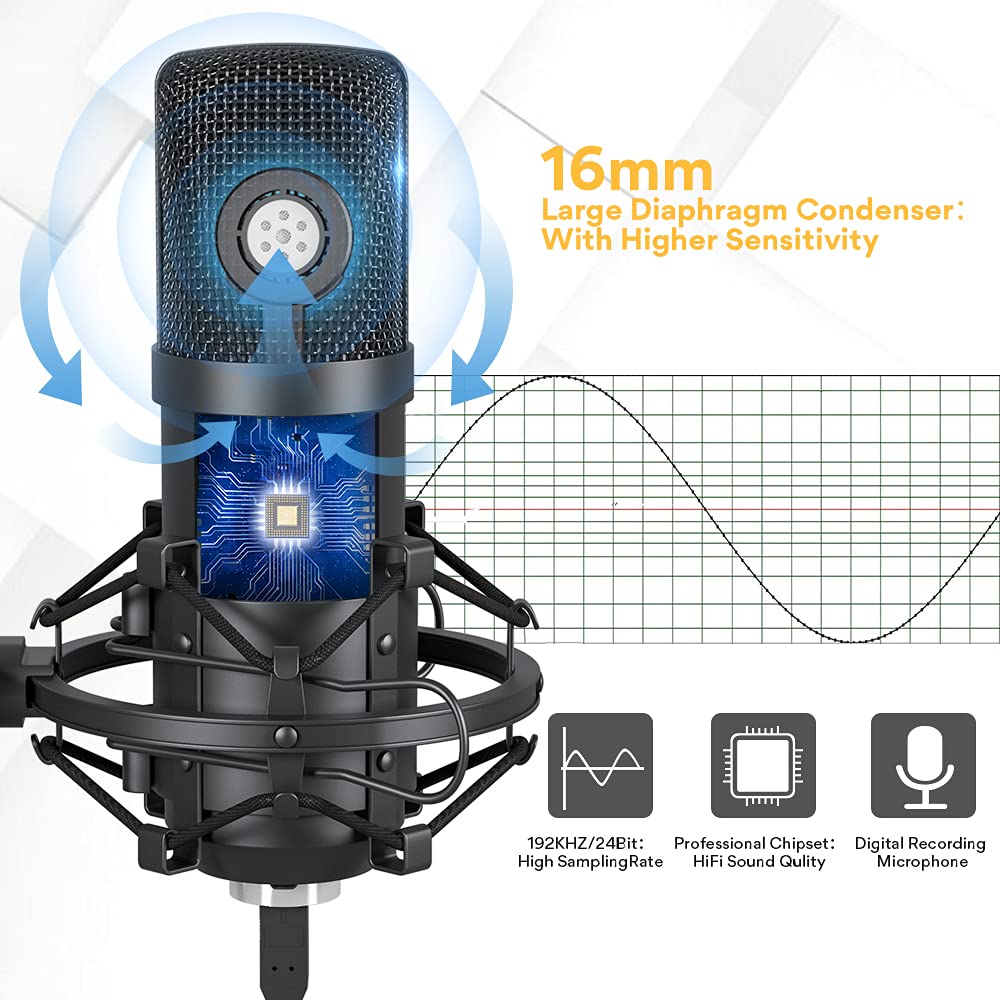 Maono AU-A04 Condenser USB Microphone Kit (Black). 