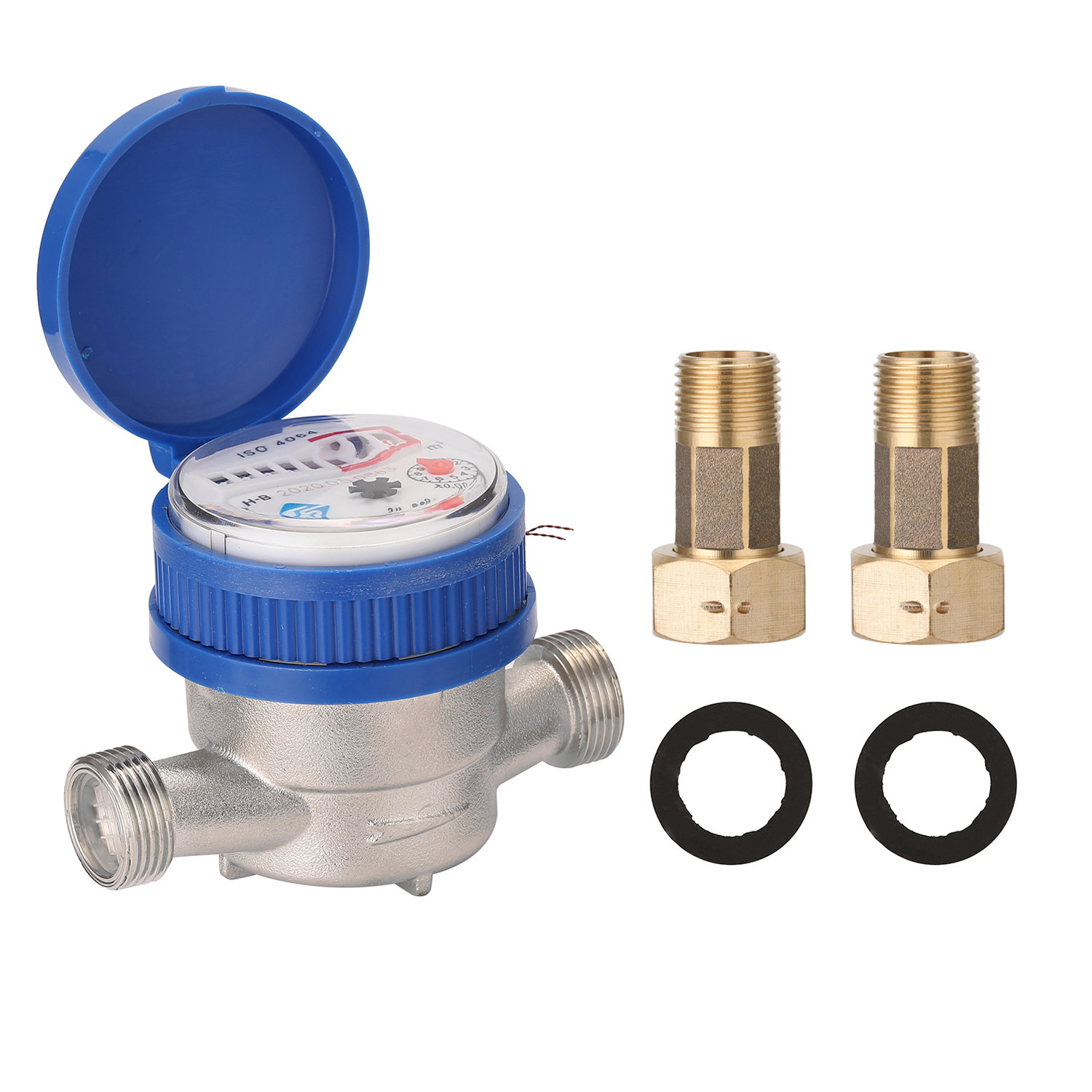 KOGEEK 15mm 1/2 Inch Intelligent Water Meter Household Mechanical Rotor Type Cold Water Meter Pointer Digital Display Combination Water Meters. 