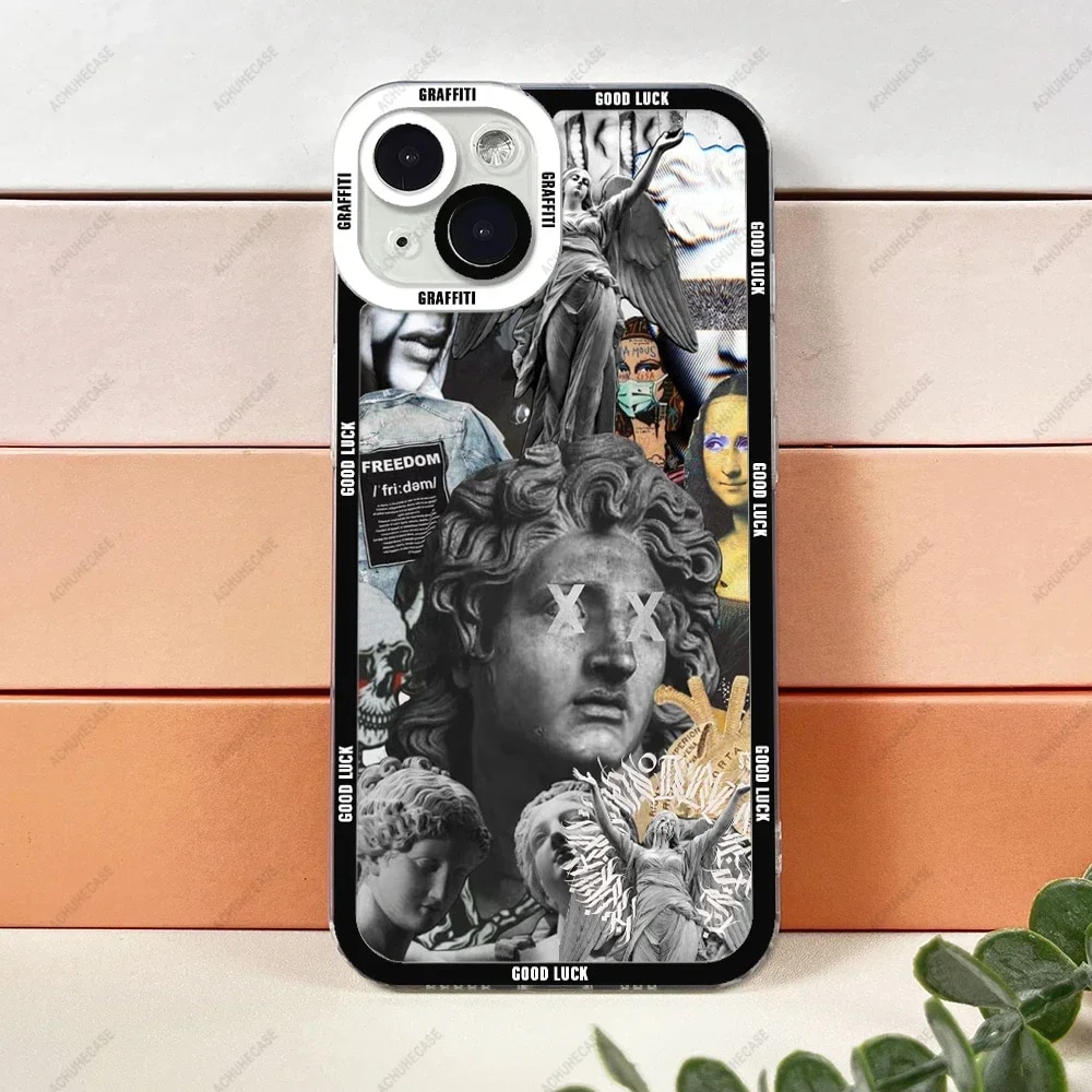Fashion Art Phone Case For iPhone 15 14 13 12 Pro Max Mini 11 XS X XR SE 7 8 Plus Soft TPU Cover
