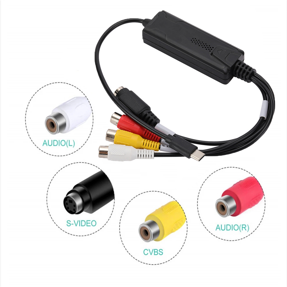 Type-C Audio Video Capture Card Adapter USB C To RCA Video Capture Converter For TV DVD VHS Capture Device 4.1. 