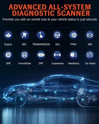 ANCEL FX9000 All System Car OBD2 Diagnostic Scanner Professional BMS/DPF/ IMMO/SAS/EPB/TPMS/AFS/Oil Reset OBD2 Diagnostic Tool. 