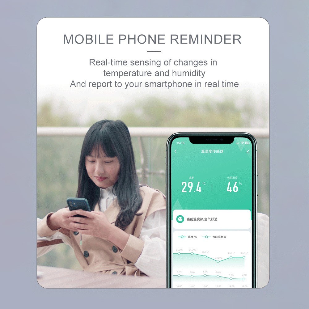 WiFi Temperature Humidity Sensor Tuya APP Smart Control Mobile Phone Reminder Sharing Device Smart Temperature and Humidity Monitor for Home Greenhouse. 