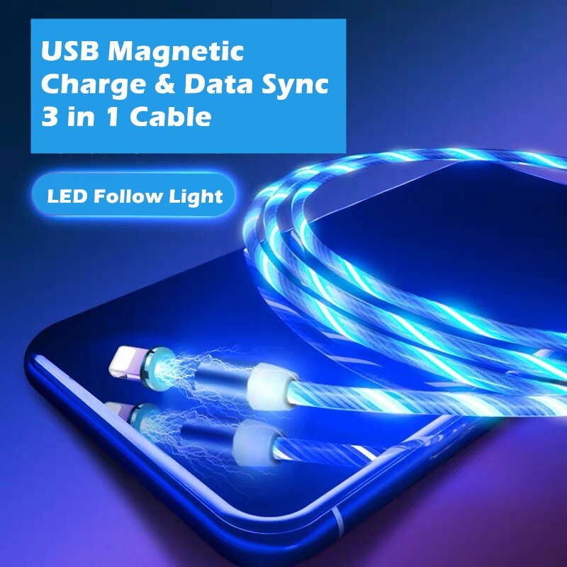 【happy one】LED Fast Charging Magnet USB Cable For mi a3 mi9t Redmi 3s 4a 4X 5 Plus Note 5 Pro 5A Android USB C Charger Cord. 