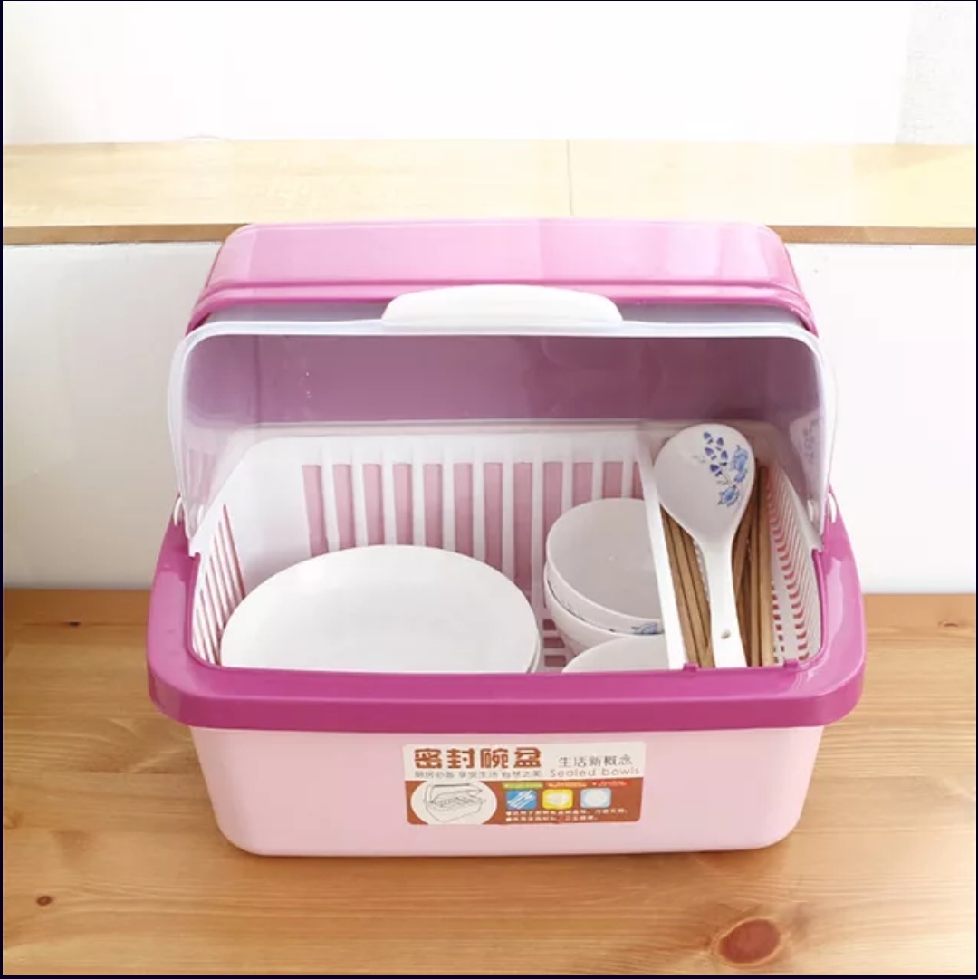 Dish Rack Plastic Storage Shelf Tableware Storage Box>>>> (S)