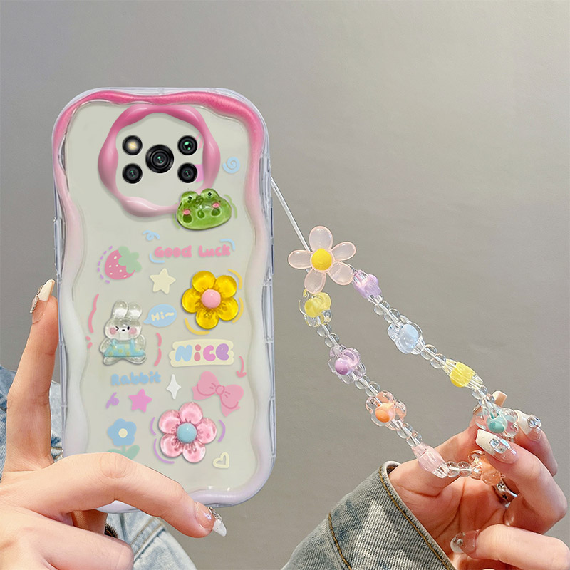 For Xiaomi Poco X3 Pro Poco X3 NFC Phone Case 3D Cute Animal Cartoon Patterns + Beautiful Flower Bracelet Soft Case. 