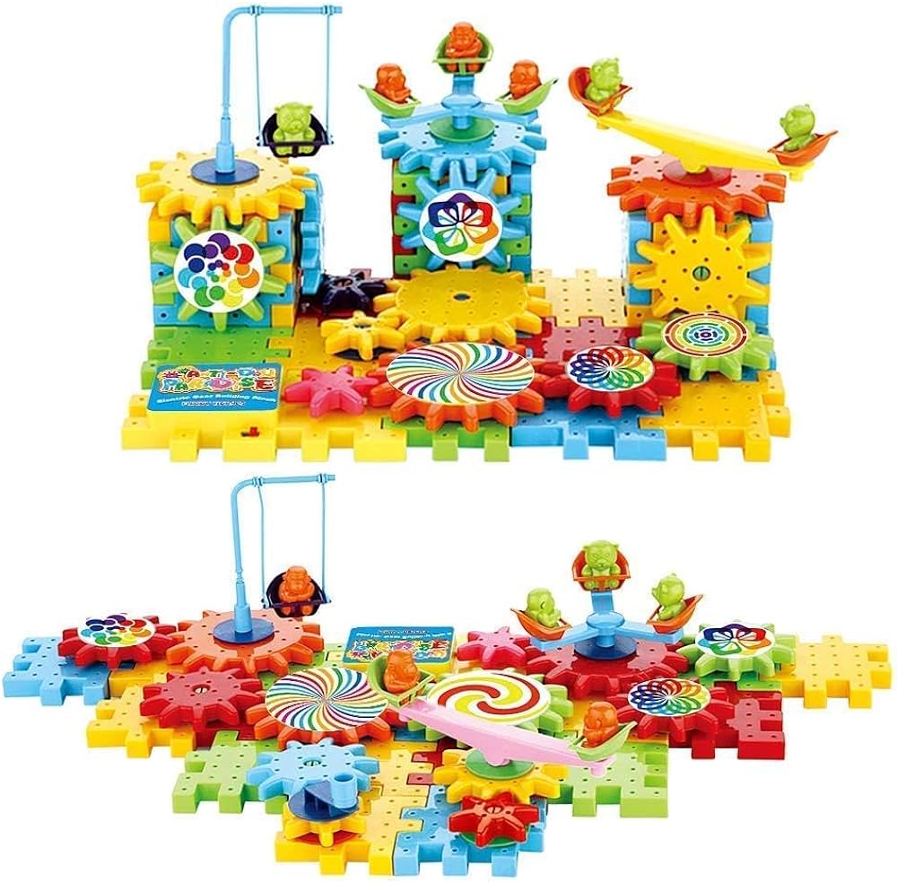 Miracle bricks 101 pieces interlocking learning blocks motorized spinning gear building toy set- Multi color