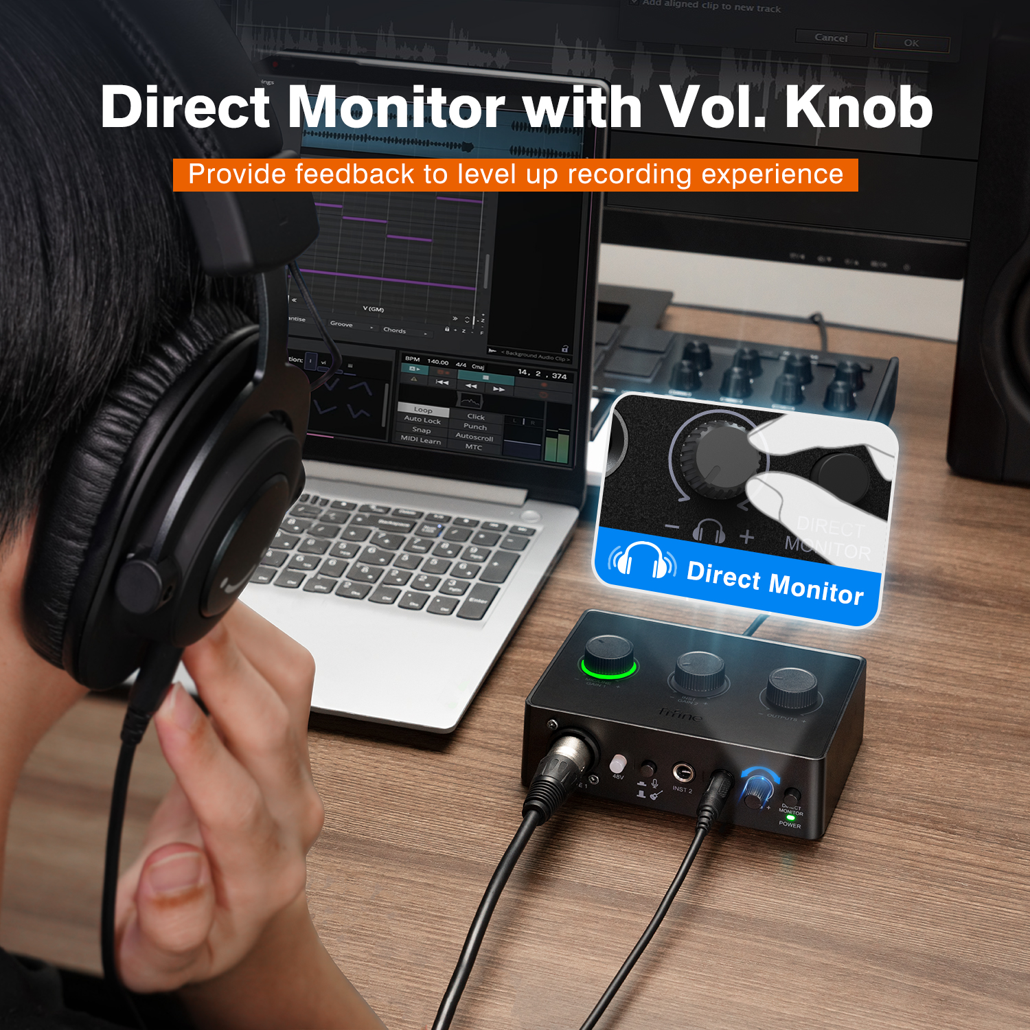FIFINE Sound Mixer for Condenser Microphone with Gain Knob,Audio interface with 48V Phantom Power for XLR Mic Podcast-Ampli1. 