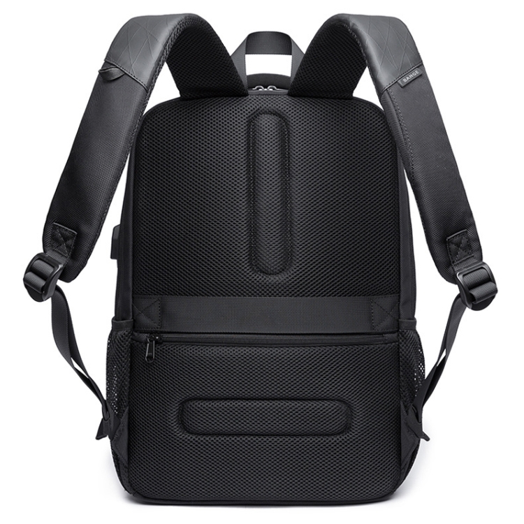 BANGE BG-1921 College Student Schoolbag Waterproof Business Computer Backpack with External USB Charging Port(Black). 