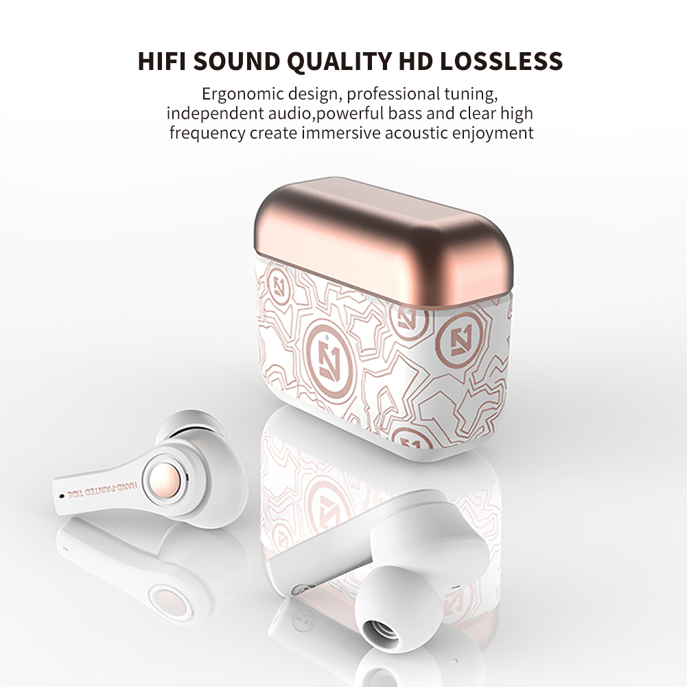 TS-100 Bluetooth 5.0 wireless bluetooth headset IOS open lid animation pop-up window noise reduction call HIFI sound. 