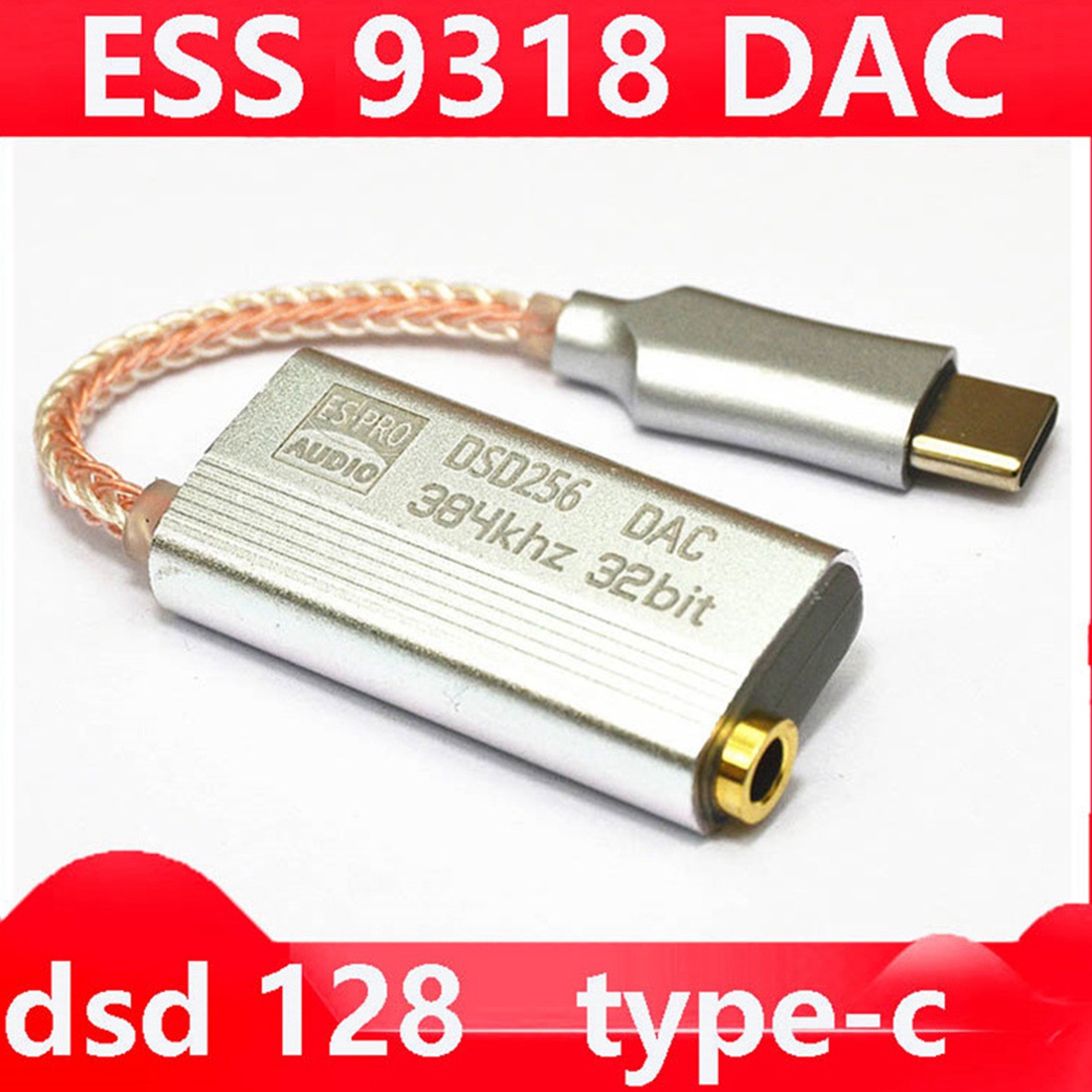 DAC ES9318 USB Type C Headphone Adapter HiFi Decoding AMP Adapter. 