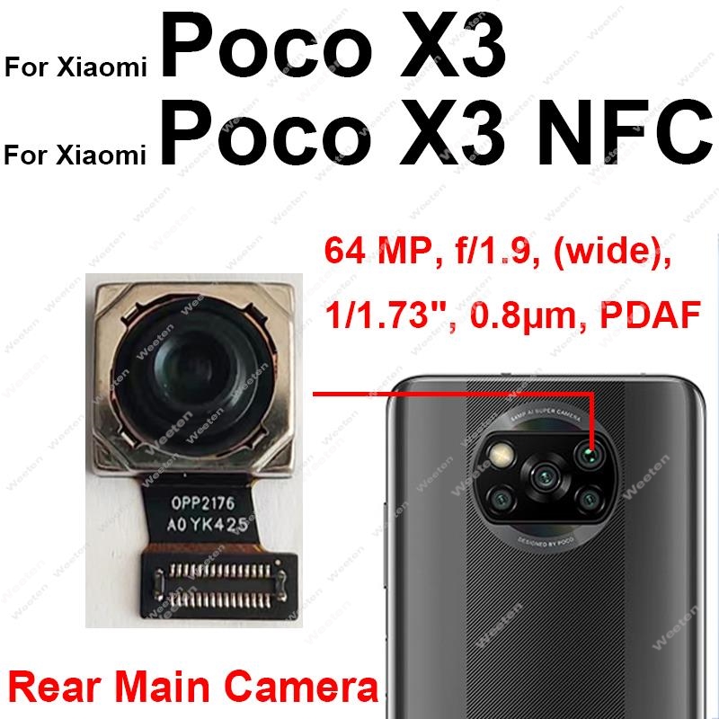 Front Rear Camera For Xiaomi Poco X3 Pro X3 NFC Main Back Front Samll Facing Camera Flex Cable Parts. 