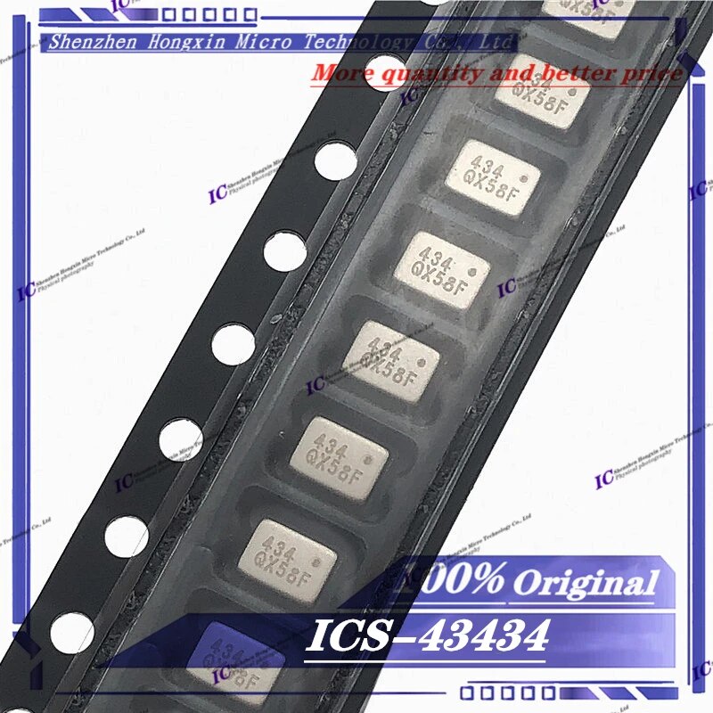 1pcs//LOT ICS-43434 43434 434 ICS-43432 43432 432 QFN-6 Digital I2S output bottom port microphone New original. 