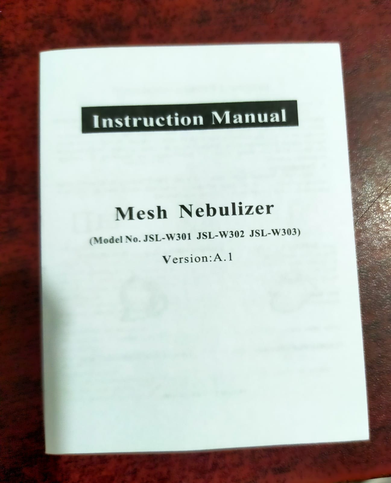 MESH NEBULIZER instruction manual jsl-w303. 