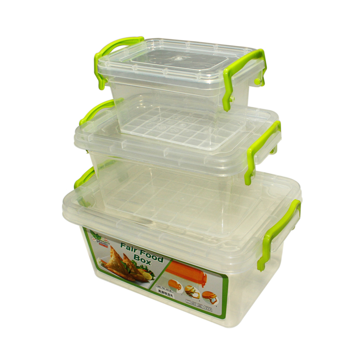 Plastic Food Storage Container Box With Lids - 3pes Set