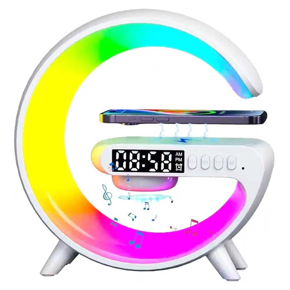 Doomhot G63 4 In 1 Bluetooth Speaker 10W Multifunctional Wireless Charger LED Atmosphere RGB Night Light Alarm Clock Desk Lamp Bluetooth Speaker  Wireless Charging Modern Speaker. 