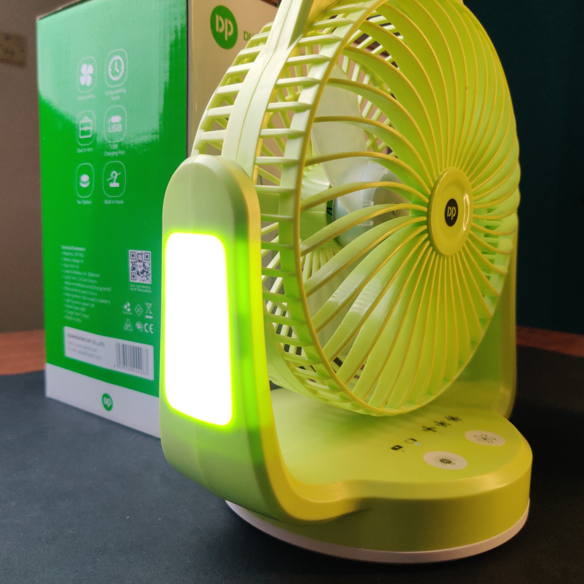 Duration Power DP-7620 Rechargeable Desktop Fan With LED Light ( 5 inch ). 