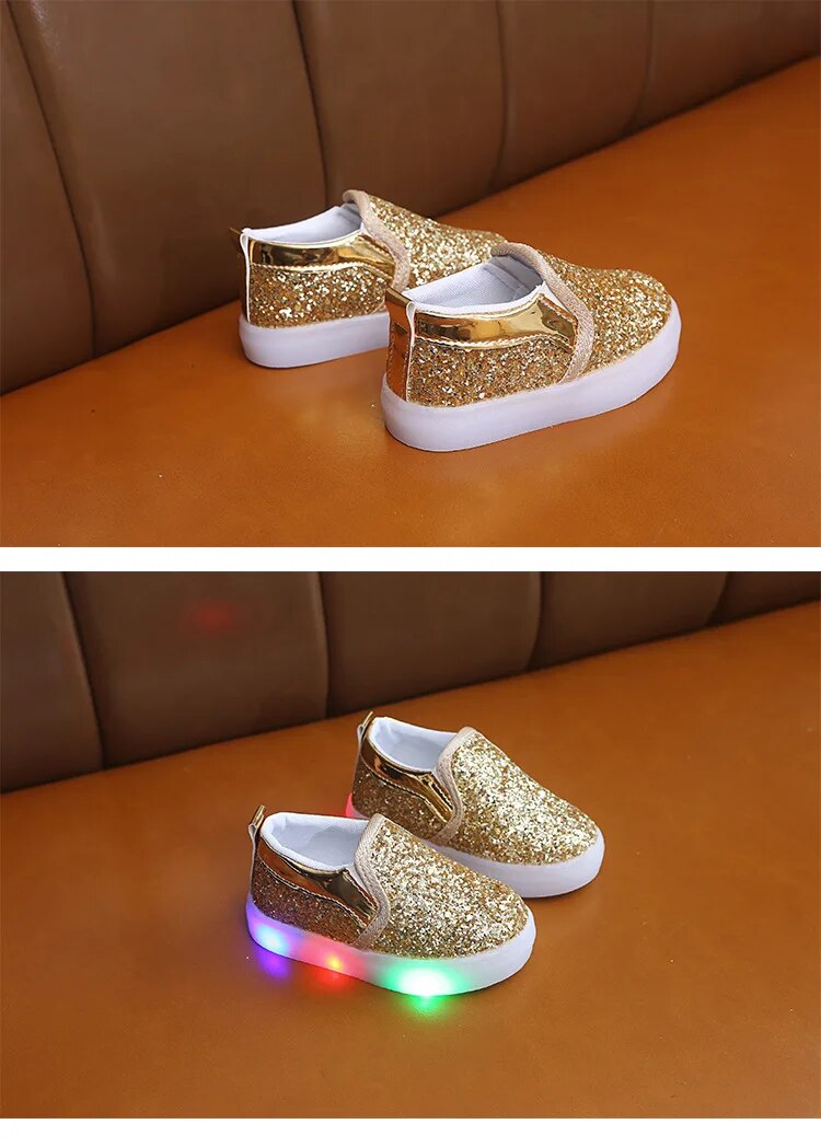 Kids Led Sneakers Lighted Baby Toddler Sneakers Sequin Girl Light
