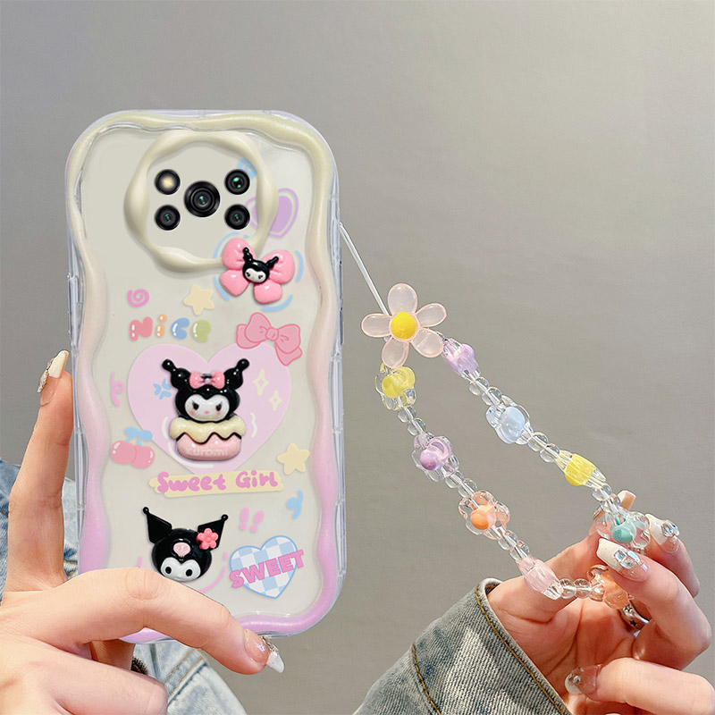 For Xiaomi Poco X3 Pro Poco X3 NFC Phone Case 3D Cute Animal Cartoon Patterns + Beautiful Flower Bracelet Soft Case. 