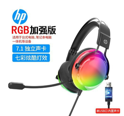 HP/H120G Wired Gaming 7.1 USB Notebook Desktop Computer Chicken RGB Headset. 