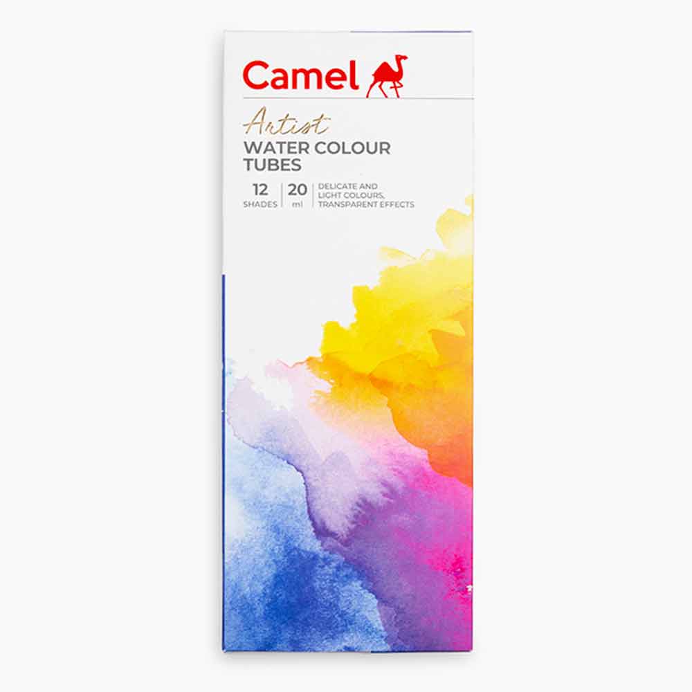 Camel Artist Water Color Paint Set - 12 Shades Multicolor 20ml tubes. 