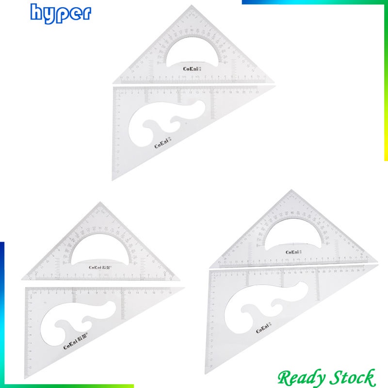 Pack of 2 Triangular Ruler Set, 30/60 and 45/90 Triangles, Set Squares, Geometry Ruler Precise Imperial Graduation Drafting Drawing Measuring Rulers. 
