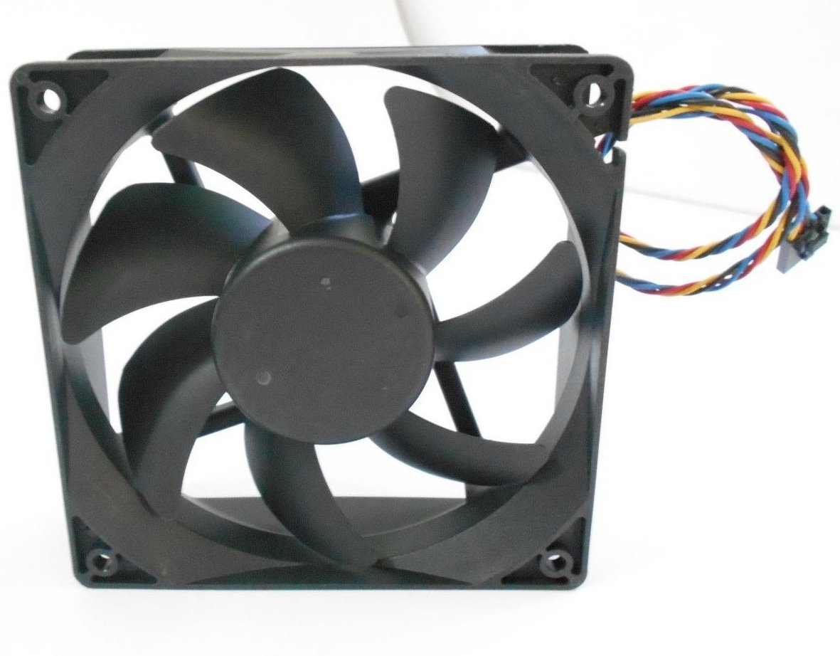 FOXCONN DC Brushless Fan PV123812DSPF 01 P/N NN495 120mm x 38mm, 0.90 A, 12 V, 150 CFM, 4 wire, 5-pin connector. 