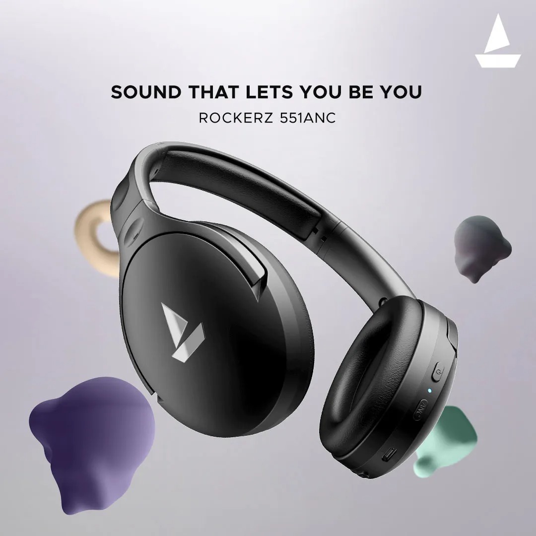 boAt Rockerz 551 ANC Headphones with ENx Noise Cancellation Technology, 100 Hours of Playback, Signature & Balanced Sound Modes, Integrated Controls, and Fast Charging Technology. 