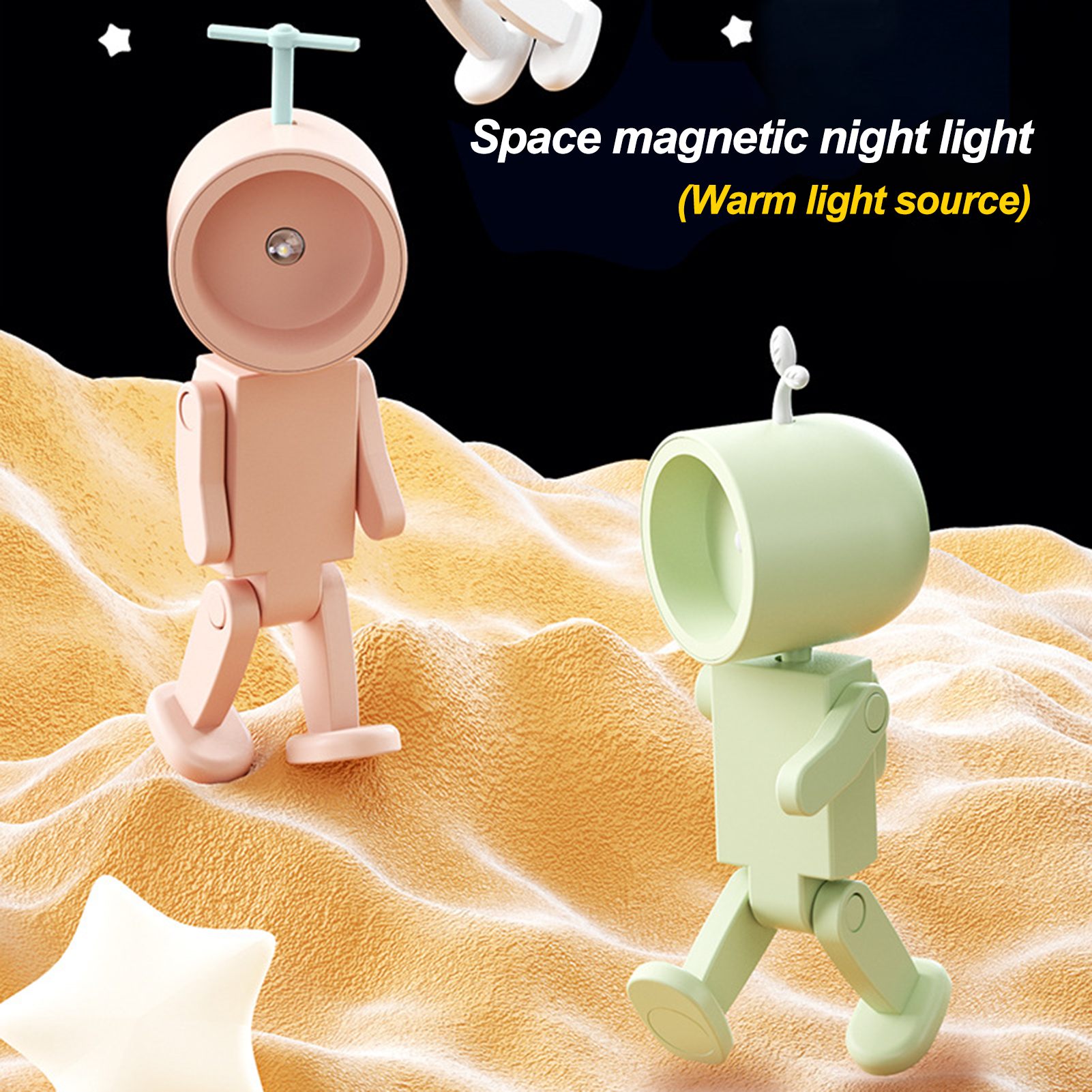Quorrae Mini Desk Lamp Space Theme Led Night Light for Bedroom Decor Cute Astronaut Shape Lamp with Flicker-free Battery Power Ideal. 