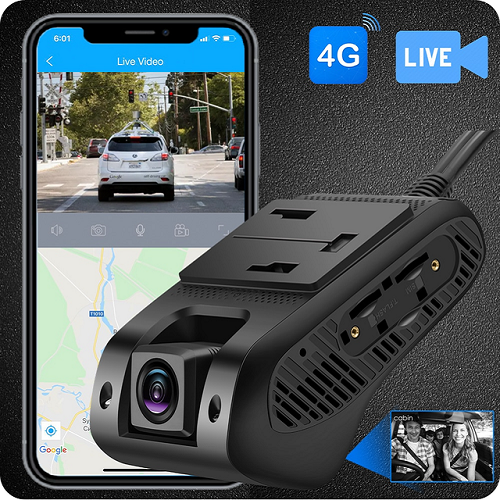 jimi JC400P 4G Live Monitoring Car Dashboard Car Camera With Live Stream1080P Dual Cameras Global Positioning System Wifi Hotspot Multiple Alarms DVR Dash Cam Free APP Web. 