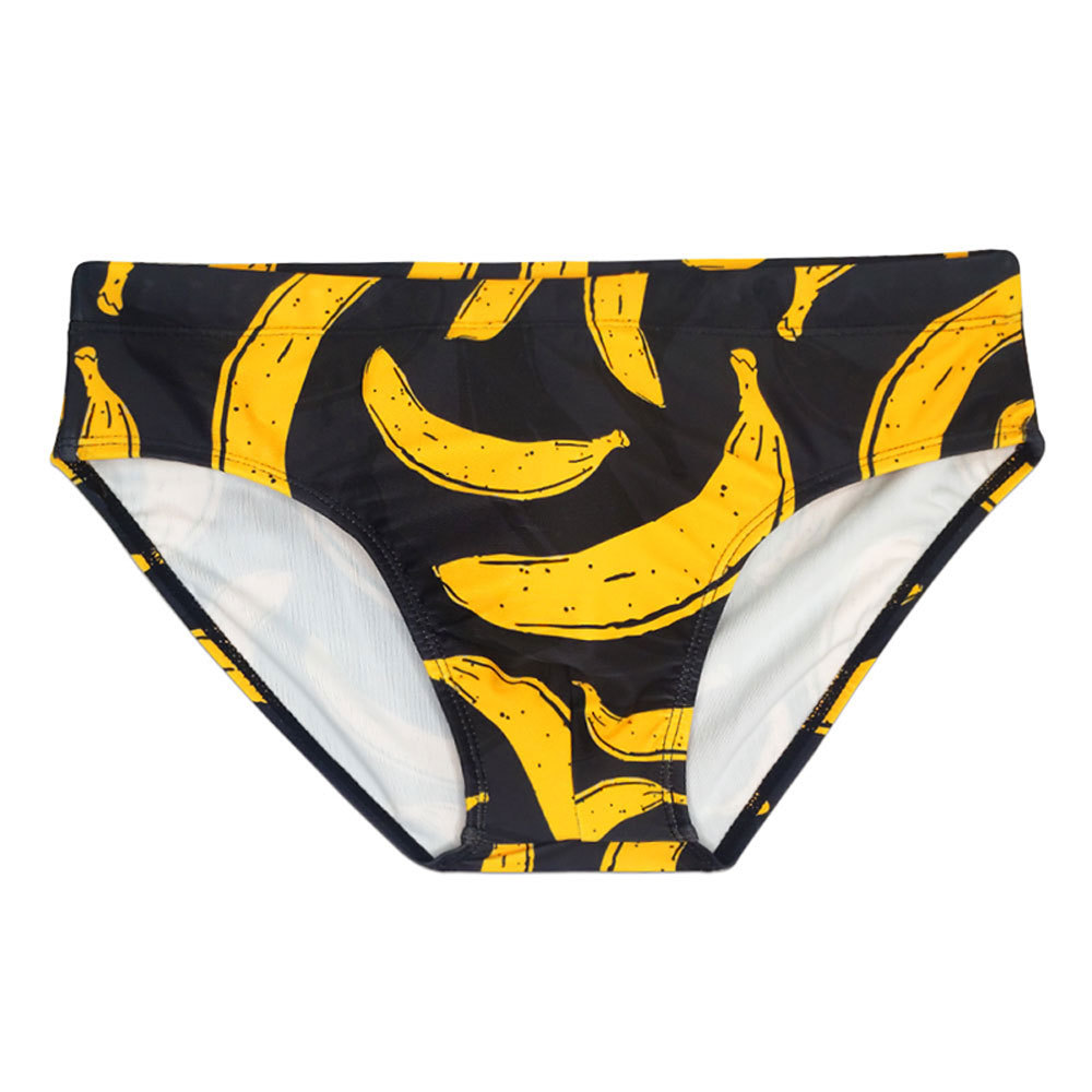 Men's Banana Print Fun Swim Briefs Swimwear Hot Art Trend Swimming Trunks Shorts Beach Surfing Bathing Suit Sunga Cavada. 