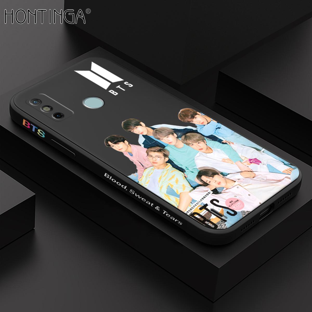 Hontinga for Tecno Spark 6 Go / Spark Go 2020 / Spark Go 2021 Back Cover Fashion Cool BTS Side Design Phone Case Square Soft Liquid Silicone Mobile Cover