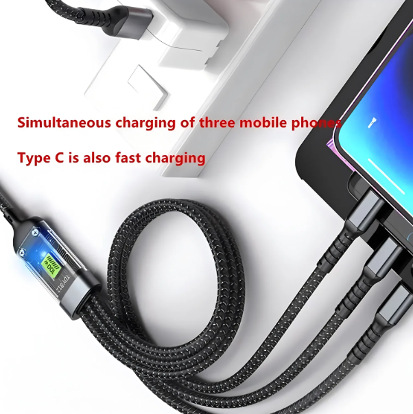 Transparent Luminous Super Fast Charging 3-in-1 Data Cable (FTVR : 294)