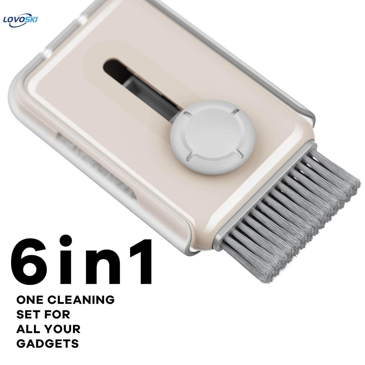 Multipurpose Corner Slit Duster, Laptop Keyboard Cleaning Brush Tool, Multifunction 3.23'' Compact Electronic Cleaner Kits for camera , apricot