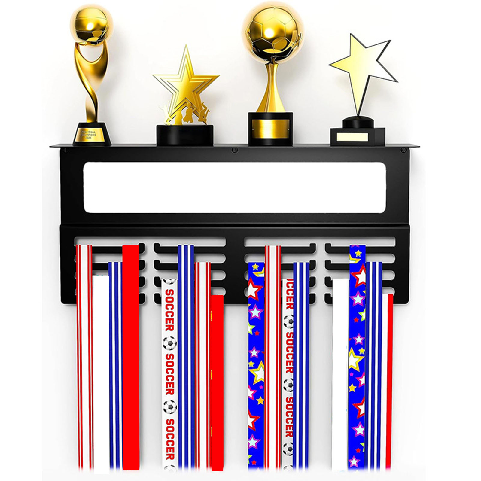 GOIKEA Trophy Display Rack Premium Medal Hanger Display with Trophy Shelf Easy Install Wall-mounted Holder for Awards Trophies Strong Stylish Design Metal Medal Display Stand. 